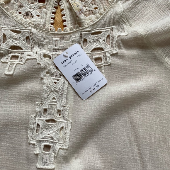 Free People Ivory Crochet Detail Mini Dress - Picture 2 of 6